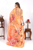 Elegance Peach Soft Satin Saree For Every Occasion