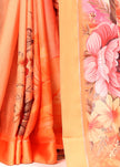 Elegance Peach Soft Satin Saree For Every Occasion