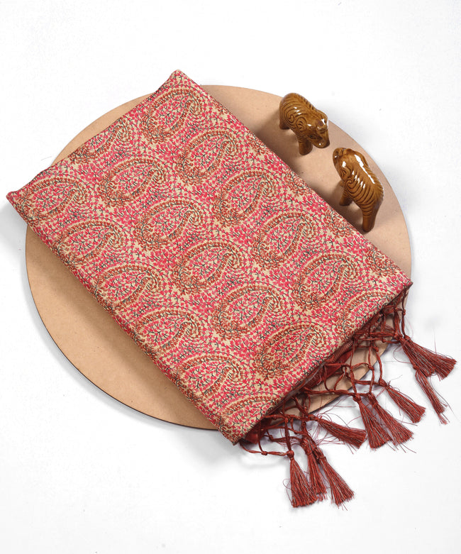 Premium Pure Kanchi Silk Saree Digital Print And Traditional Craft