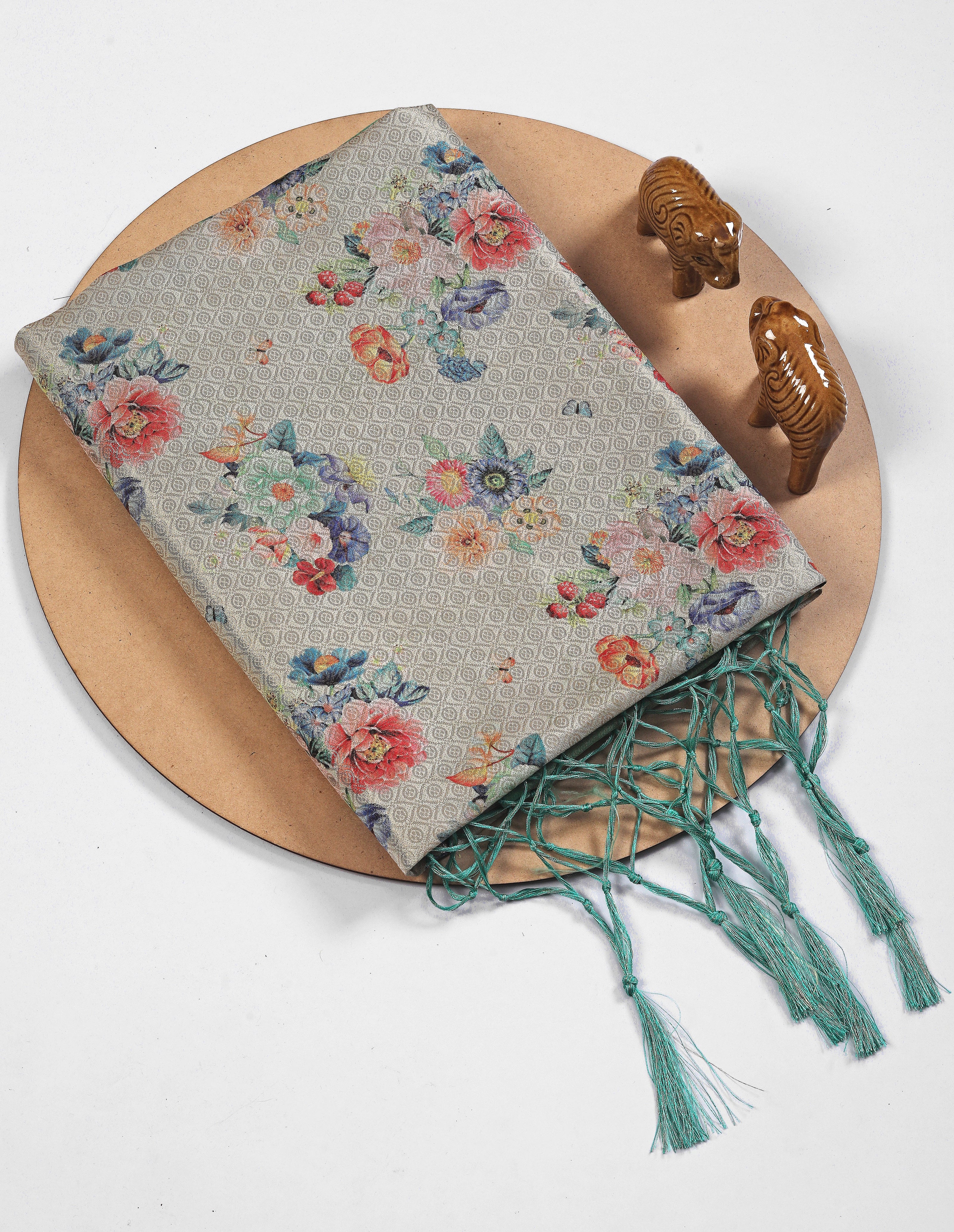 Ethnic Digital Ikkat Saree With Handloom Finish