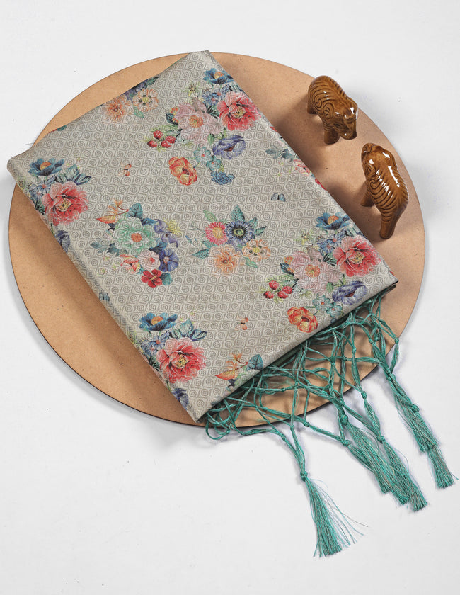 Ethnic Digital Ikkat Saree With Handloom Finish