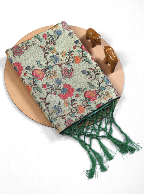 Handloom Ikkat Saree With Vibrant Digital Prints