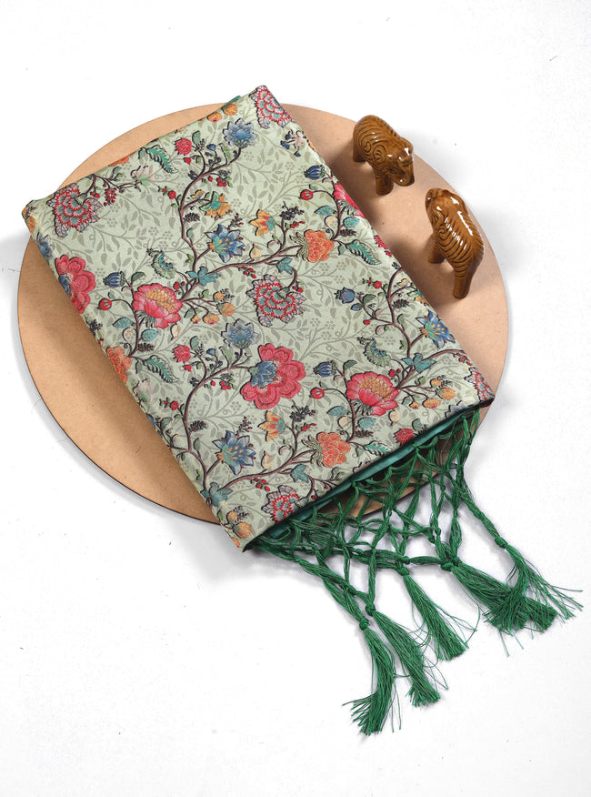 Handloom Ikkat Saree With Vibrant Digital Prints