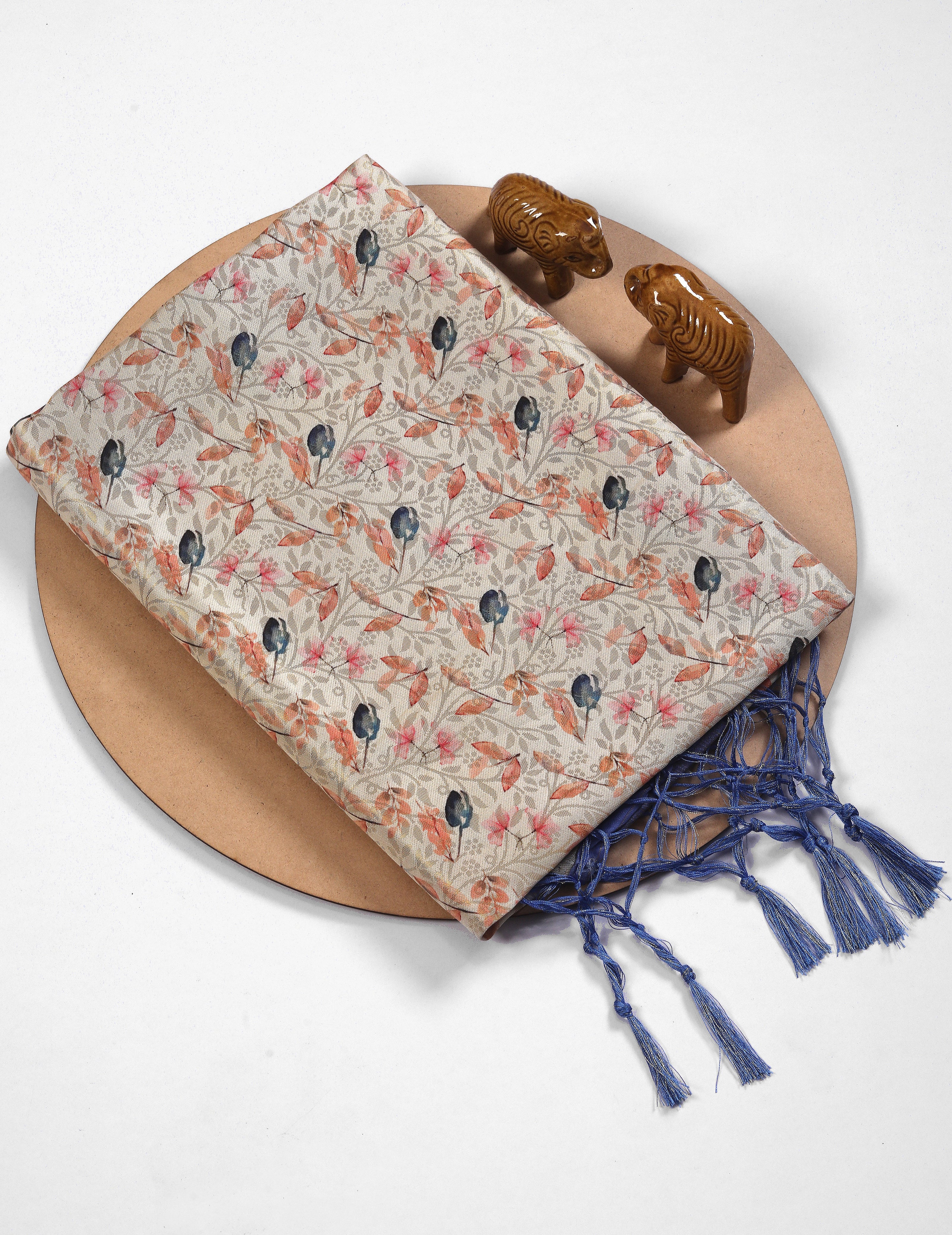 Pure Handloom Kanchi Silk Saree With Modern Digital Print Twist