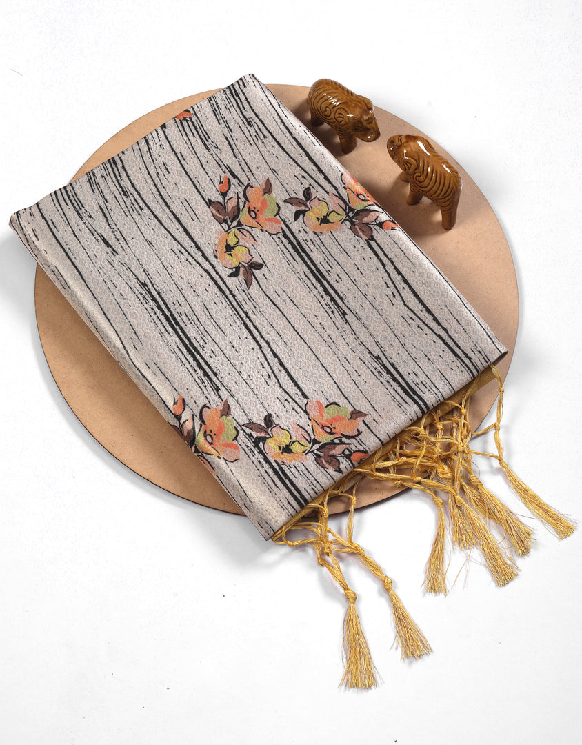 A touch of silk a world of elegance with Softy Silk all over zari work Saree
