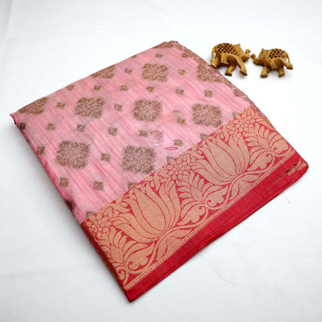Radiant Pink Bridal Korvai Weave Saree