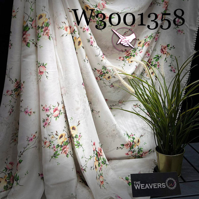 White Floral Georgette Saree With Stylish Blouse