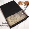 Black Glow Tissue Silk Saree With Elegant Weaving Accents