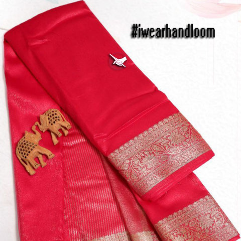 Lustrous Loom Rani Tissue Soft Silk Saree With Woven Elegance