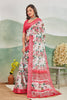 Off White Linen Digital Print Saree
