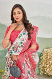 Off White Linen Digital Print Saree