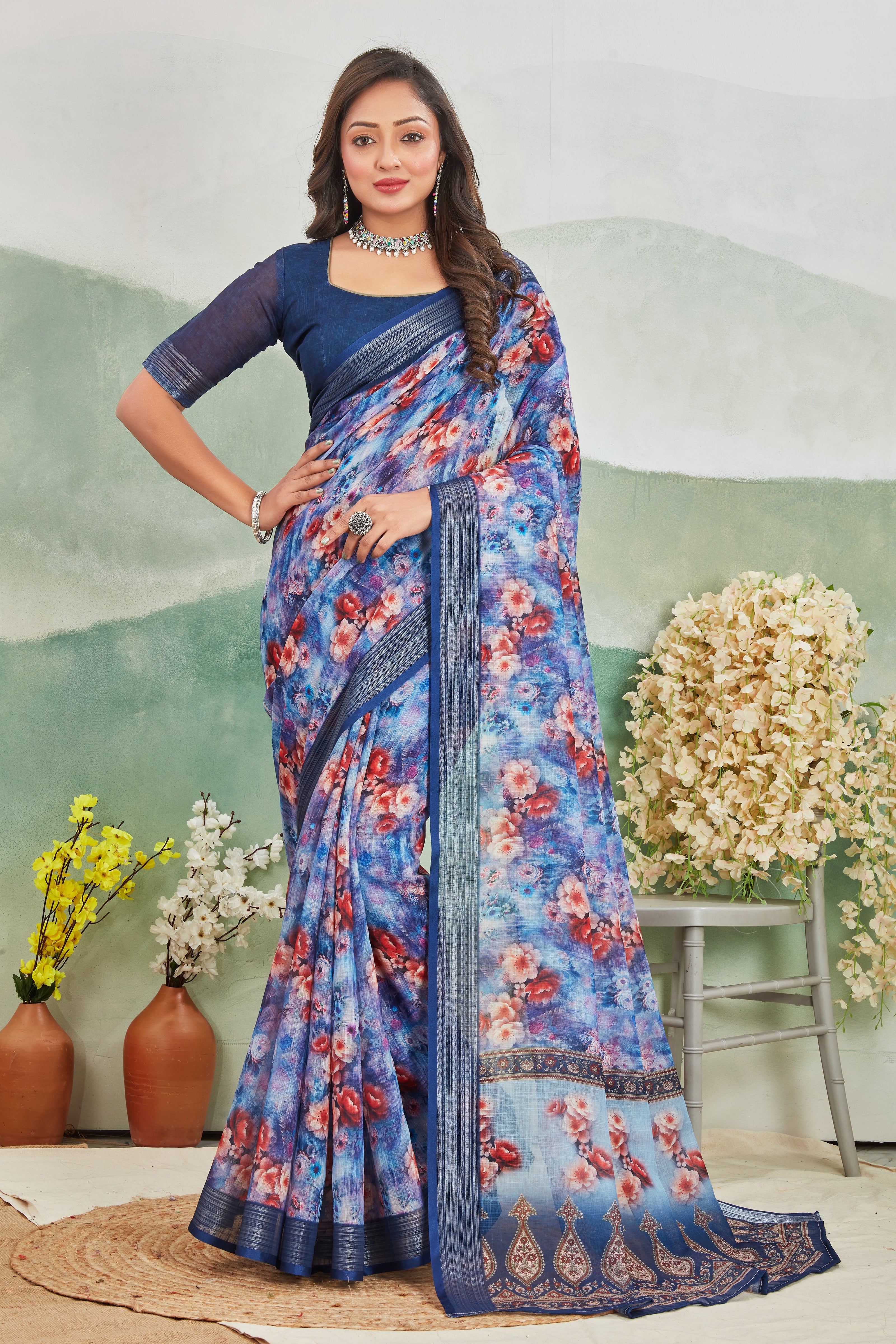 The Perfect Blue Blend Of Comfort And Elegance Linen Saree