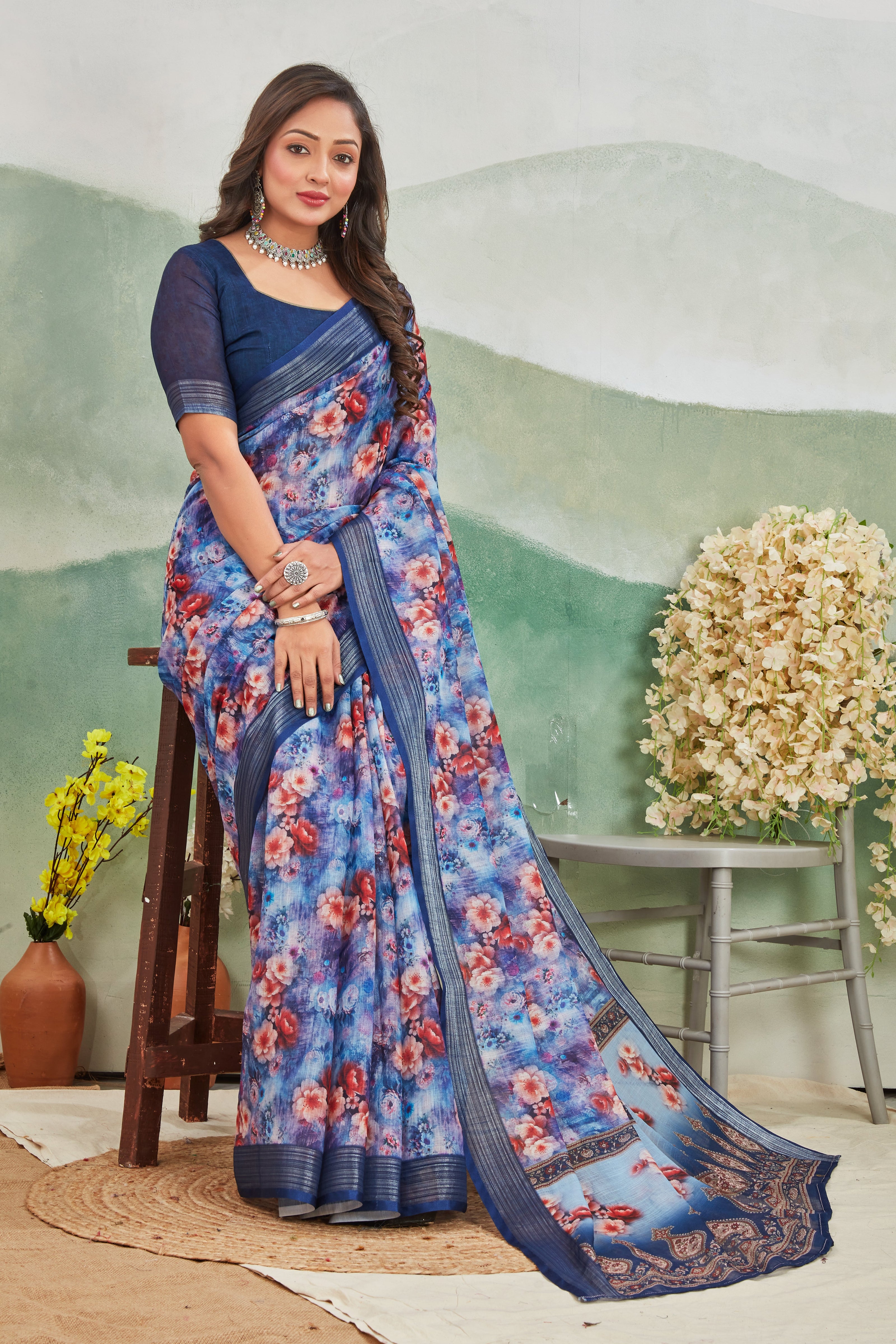 The Perfect Blue Blend Of Comfort And Elegance Linen Saree