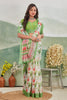 Womens Digital Printed White Saree With Blouse