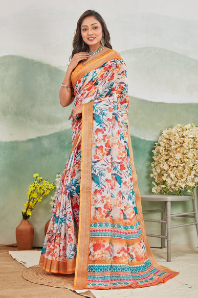 Art Meets Fabric in Digitally Printed Linen Sarees