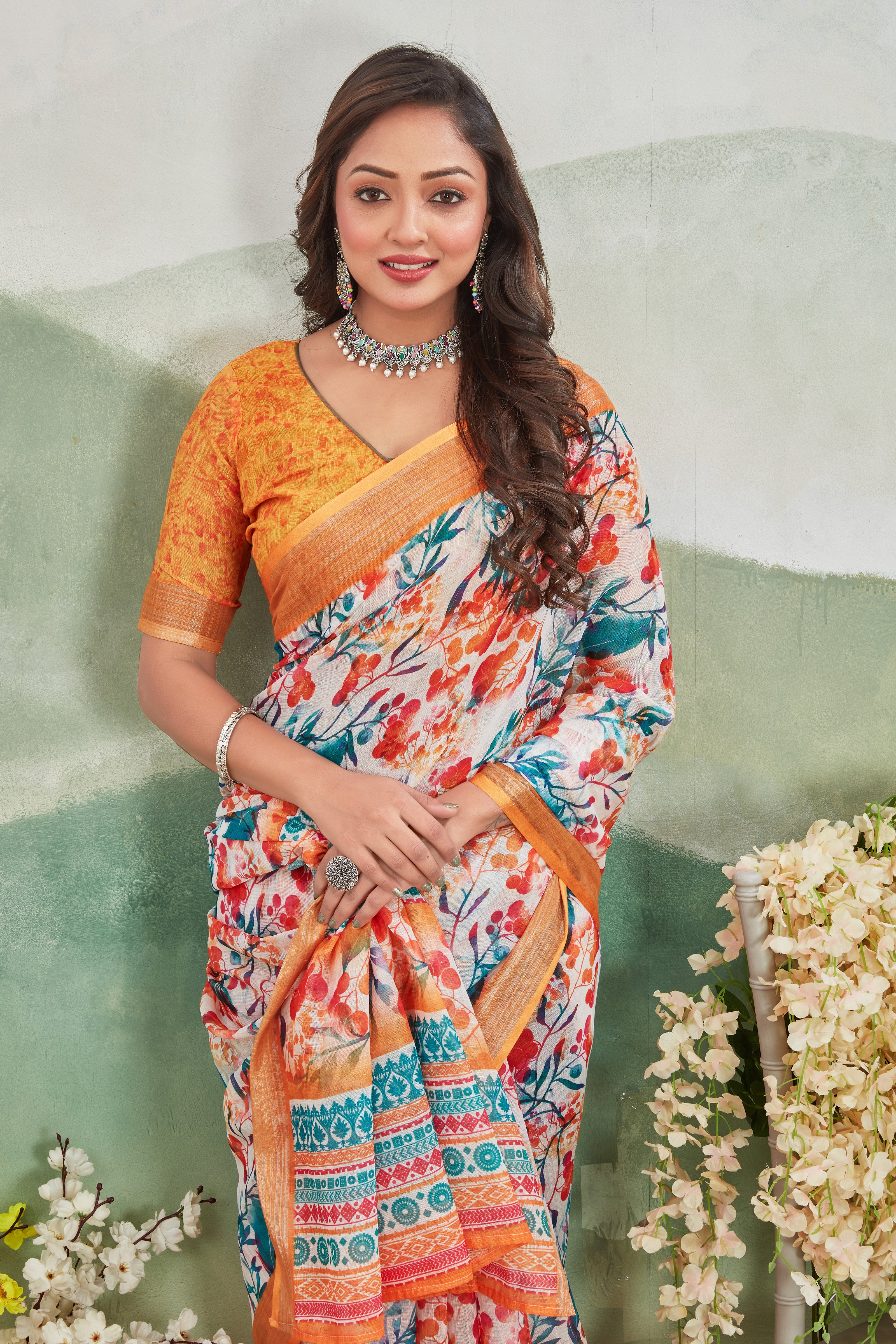 Art Meets Fabric in Digitally Printed Linen Sarees
