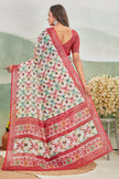 Luxurious Linen Digital Print Multicolor Saree With Blouse