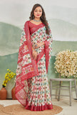 Luxurious Linen Digital Print Multicolor Saree With Blouse