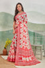 Red And Beige Digital Print Linen Saree