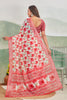 Red And Beige Digital Print Linen Saree