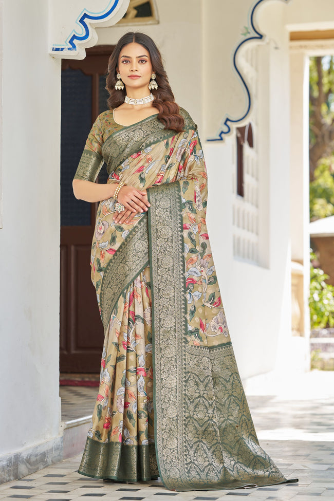 Shop Luxury: Handloom Raw Silk Sarees with Designer Digital Prints