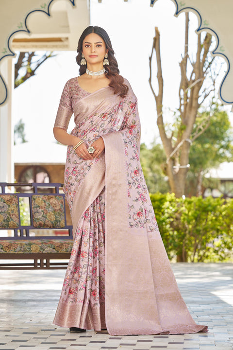 Digital Charm Meets Tradition in Raw Silk Sarees with Rich Pallus
