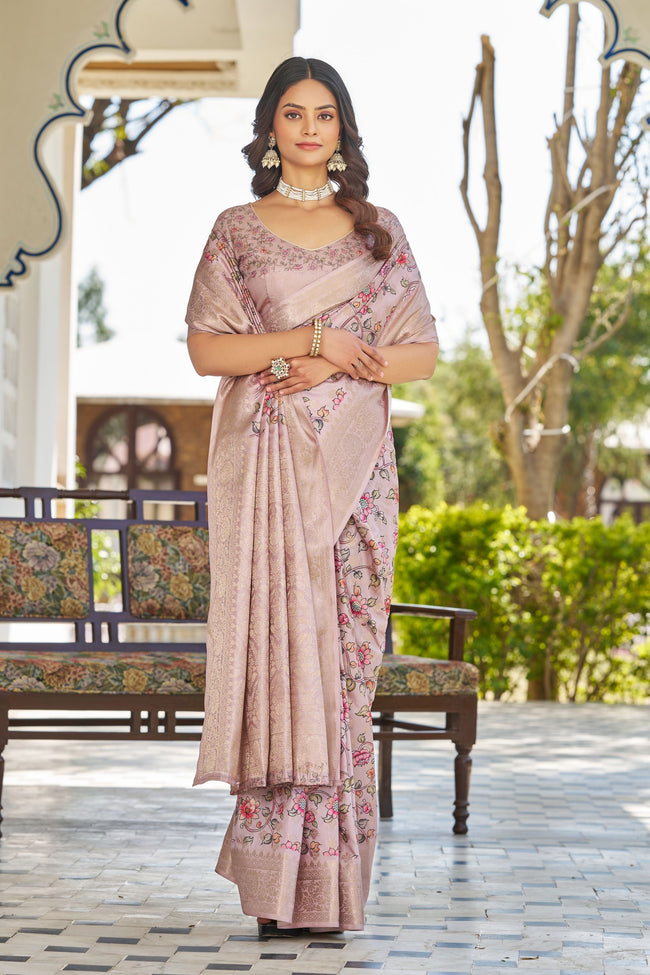 Digital Charm Meets Tradition in Raw Silk Sarees with Rich Pallus