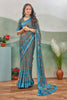 Safar Grey Digital Printed Viscose Satin Saree With Fancy Blouse