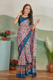 Pink Digital Print Viscose Satin Saree