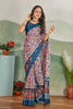 Pink Digital Print Viscose Satin Saree