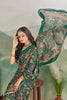 Dark Green Digital Print Saree With Unstitched Blouse
