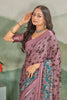 Elegant Digital Painted Light Purple Saree In Perfect For Special Occasions