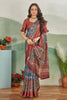 Grey Viscose Satin Fabric Beautiful Digital Print Saree