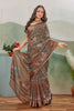 Elegant Brown Saree Luxurious Digital Print With A Regal Touch