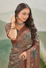 Elegant Brown Saree Luxurious Digital Print With A Regal Touch