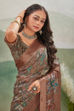 Elegant Brown Saree Luxurious Digital Print With A Regal Touch