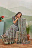Pure Viscose Satin Non Padded Grey Saree