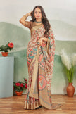 Abstract Digital Printed Beige Saree