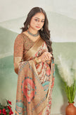 Abstract Digital Printed Beige Saree