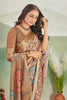 Abstract Digital Printed Beige Saree