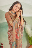 Abstract Digital Printed Beige Saree