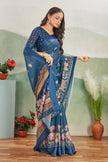 Navy Blue Latest Collection Of Digital Print Saree Perfect For All Occasions
