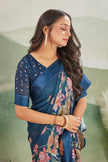 Navy Blue Latest Collection Of Digital Print Saree Perfect For All Occasions