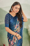 Navy Blue Latest Collection Of Digital Print Saree Perfect For All Occasions