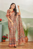 Abundant Brown Printed Satin Office Wear Saree With Blouse