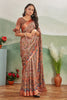 Abundant Brown Printed Satin Office Wear Saree With Blouse