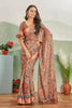 Abundant Brown Printed Satin Office Wear Saree With Blouse