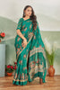 Digital Print Teal Saree A Perfect Blend Of Modern Art And Timeless Grace