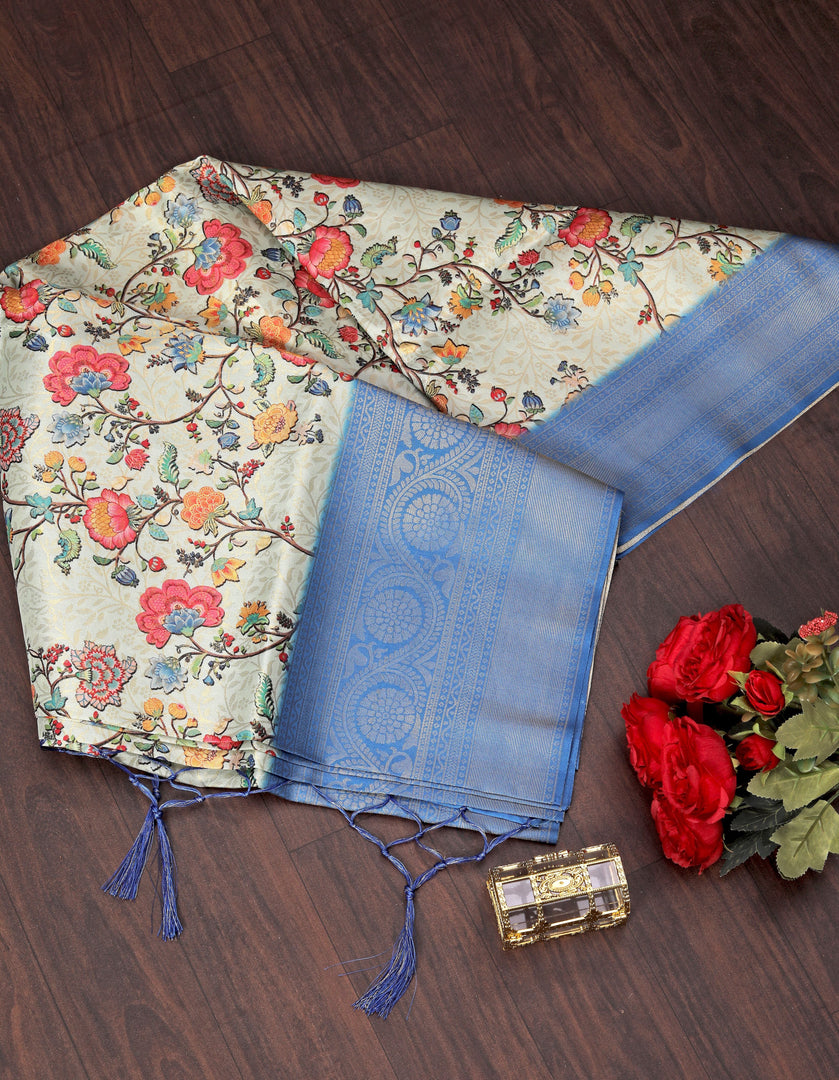 Digital Ikkat Pattern Saree In Authentic Handloom Weave