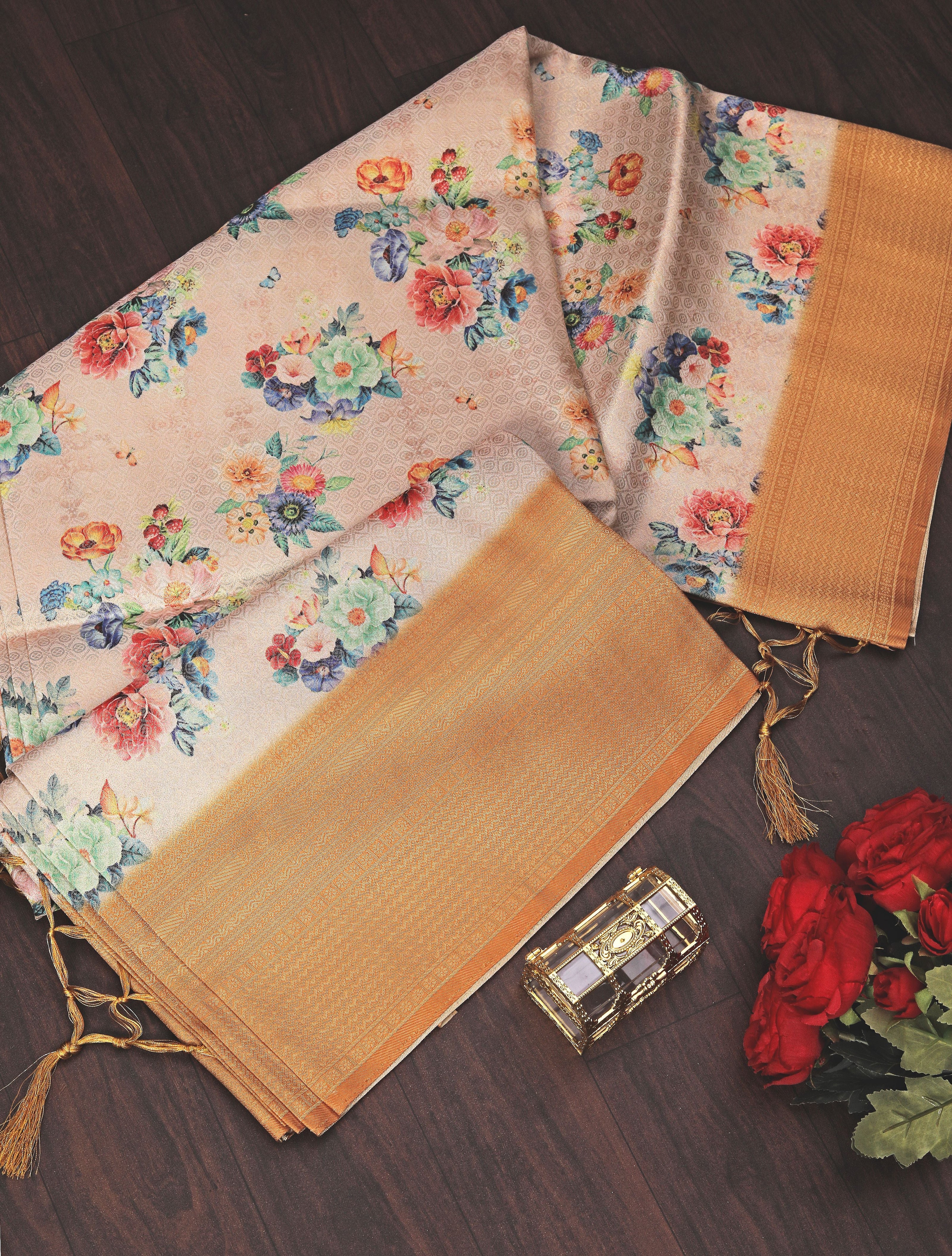 Artisanal Ikkat Print Saree Handloom Digital Design